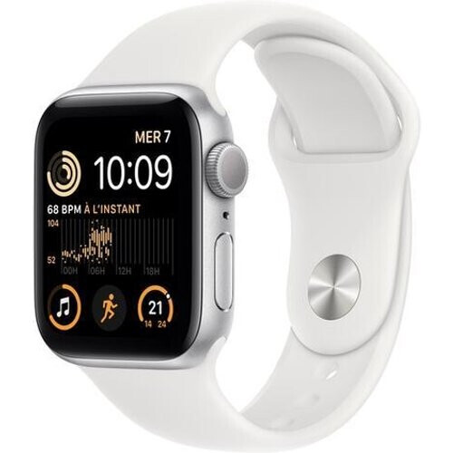 Refurbished Apple Watch Series SE 1 (2020) GPS 40 mm - Aluminium Zilver - Sportbandje Wit Tweedehands