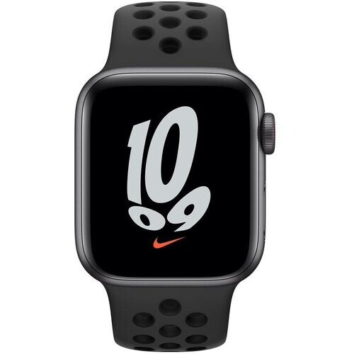 Refurbished Apple Watch Series SE 1 (2020) GPS 44 mm - Aluminium Spacegrijs - Sportbandje van Nike Zwart Tweedehands