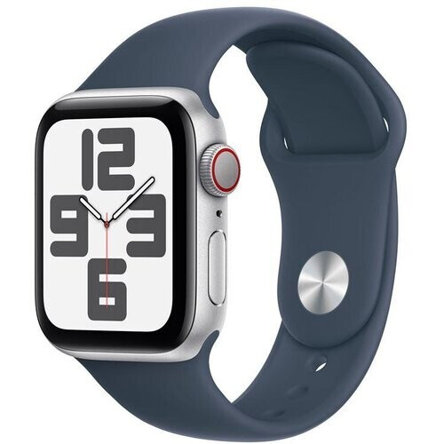 Refurbished Apple Watch Series SE 2 (2022) GPS 40 mm - Aluminium Zilver - Sportbandje Blauw Tweedehands