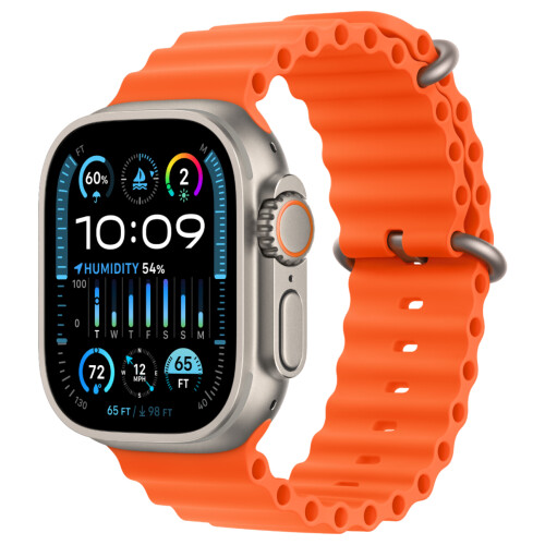 Refurbished Apple Watch Ultra 2 49 mm Oceanband Oranje Als nieuw Tweedehands