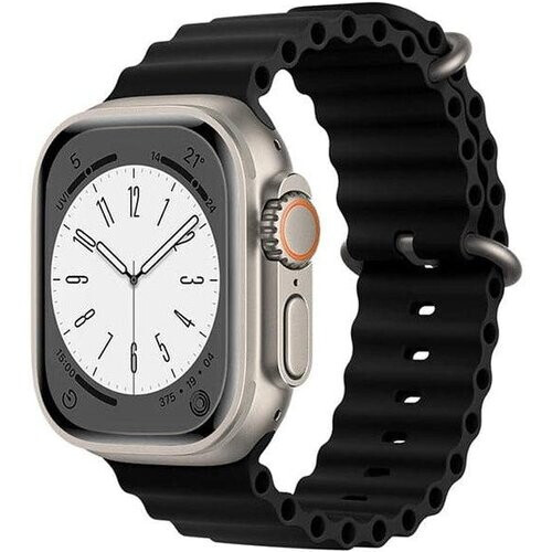 Refurbished Apple Watch (Ultra) 2023 GPS + Cellular 49 mm - Titanium Grijs - Ocean-bandje Zwart Tweedehands