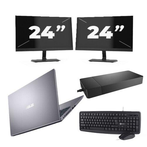Refurbished Asus Vivobook x515JA - Intel Core i5-10e Generatie - 15 inch - 16GB RAM - 256GB SSD - Windows 11 Home + 2x 24 inch Monitor Tweedehands