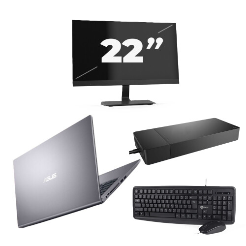 Refurbished Asus Vivobook x515JA - Intel Core i5-10e Generatie - 15 inch - 16GB RAM - 256GB SSD - Windows 11 Home + 1x 22 inch Monitor Tweedehands