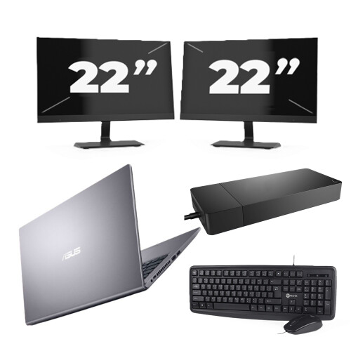 Refurbished Asus Vivobook x515JA - Intel Core i5-10e Generatie - 15 inch - 16GB RAM - 256GB SSD - Windows 11 Home + 2x 22 inch Monitor Tweedehands