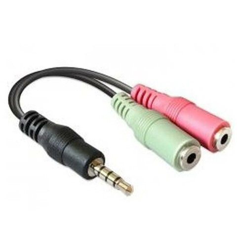 Refurbished Audio Jack 3.5mm Y-Splitter, Stereo+Microfoon, platte kabel, wit/rood Tweedehands