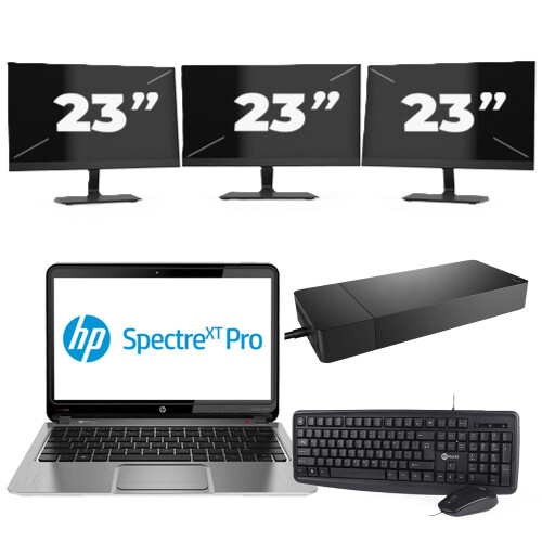 Refurbished Chuwi CoreBook Pro - Intel Core i3-6e Generatie - 13 inch - 8GB RAM - 256GB SSD - Windows 11 Home + 3x 23 inch Monitor Tweedehands