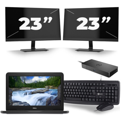 Refurbished Dell Latitude 3300 - Intel Core i3-7e Generatie - 13 inch - 8GB RAM - 256GB SSD - Windows 11 + 2x 23 inch Monitor Tweedehands