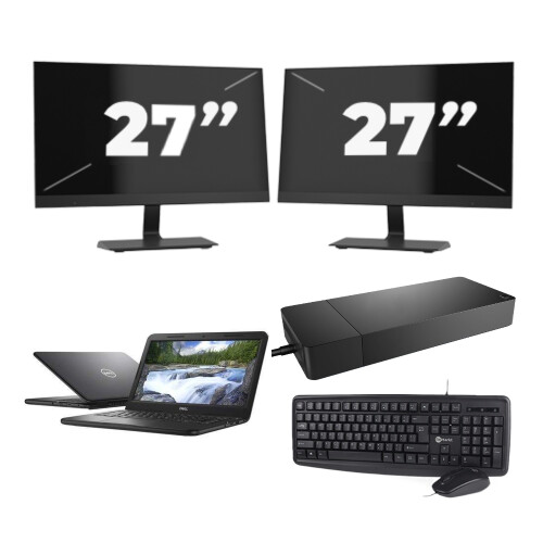 Refurbished Dell Latitude 3310 - Intel Core i3-8e Generatie - 13 inch - 8GB RAM - 256GB SSD - Windows 11 Home + 2x 27 inch Monitor Tweedehands