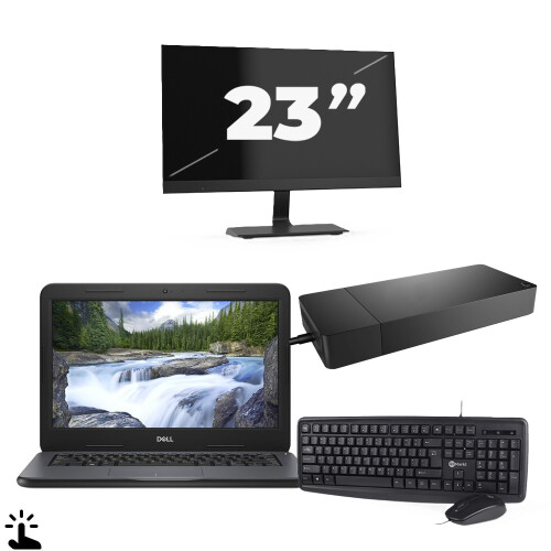 Refurbished Dell Latitude 3310 - Intel Core i3-8e Generatie - 13 inch - Touch - 8GB RAM - 256GB SSD - Windows 11 Home + 1x 23 inch Monitor Tweedehands