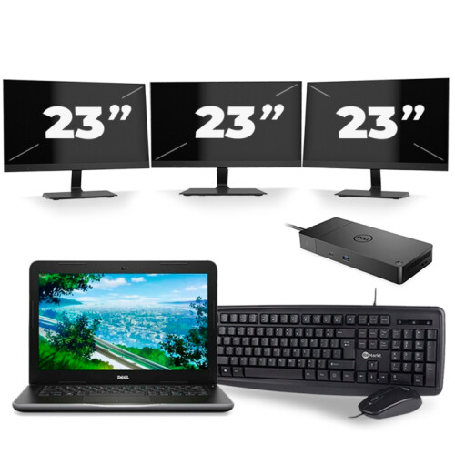 Refurbished Dell Latitude 3380 - Intel Core i3-6e Generatie - 13 inch - 8GB RAM - 256GB SSD - Windows 11 + 3x 23 inch Monitor Tweedehands