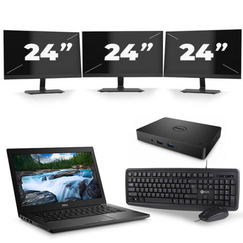 Refurbished Dell Latitude 3400 - Intel Core i3-8e Generatie - 14 inch - 8GB RAM - 256GB SSD - Windows 11 + 3x 24 inch Monitor Tweedehands