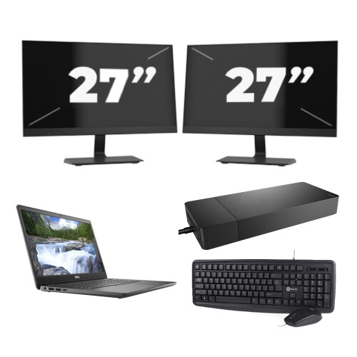 Refurbished Dell Latitude 3410 - Intel Core i3-10e Generatie - 14 inch - 8GB RAM - 256GB SSD - Windows 11 Home + 2x 27 inch Monitor Tweedehands