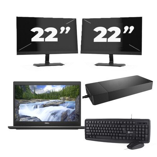 Refurbished Dell Latitude 3420 - Intel Core i3-11e Generatie - 14 inch - 8GB RAM - 256GB SSD - Windows 11 Home + 2x 22 inch Monitor Tweedehands