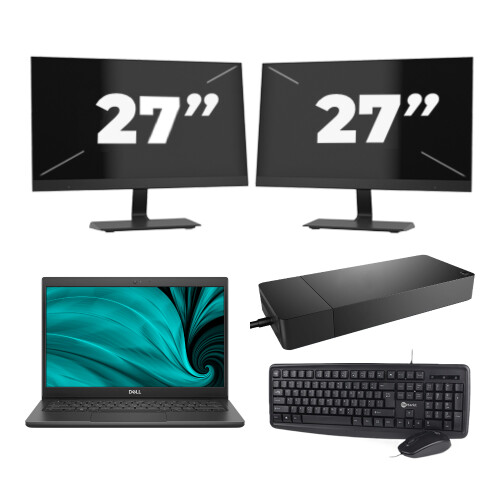 Refurbished Dell Latitude 3420 - Intel Core i5-11e Generatie - 14 inch - 16GB RAM - 256GB SSD - Windows 11 Home + 2x 27 inch Monitor Tweedehands