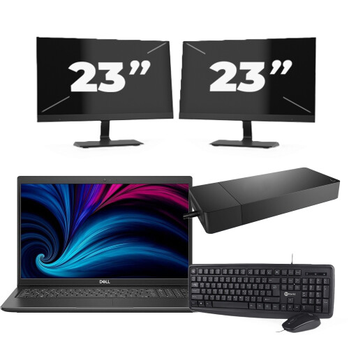 Refurbished Dell Latitude 3520 - Intel Core i5-11e Generatie - 15 inch - 8GB RAM - 256GB SSD - Windows 11 Home + 2x 23 inch Monitor Tweedehands