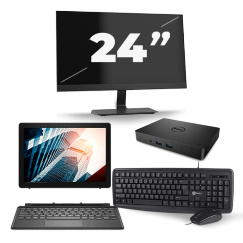 Refurbished Dell Latitude 5285 - Intel Core i5-7e Generatie - 12 inch - 8GB RAM - 256GB SSD - Windows 11 + 1x 24 inch Monitor Tweedehands