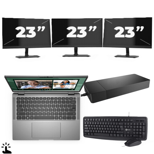 Refurbished Dell Latitude 5290 2-in-1 - Intel Core i7-8e Generatie - 12 inch - Touch - 16GB RAM - 256GB SSD - Windows 11 Home + 3x 23 inch Monitor