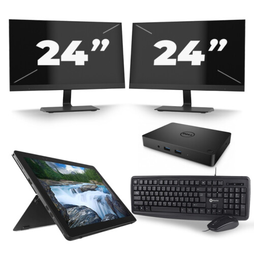 Refurbished Dell Latitude 5290 - Intel Core i5-8e Generatie - 12 inch - 16GB RAM - 256GB SSD - Windows 11 + 2x 24 inch Monitor Tweedehands