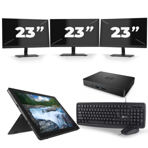 Refurbished Dell Latitude 5290 - Intel Core i5-8e Generatie - 12 inch - 8GB RAM - 256GB SSD - Windows 11 + 3x 23 inch Monitor Tweedehands