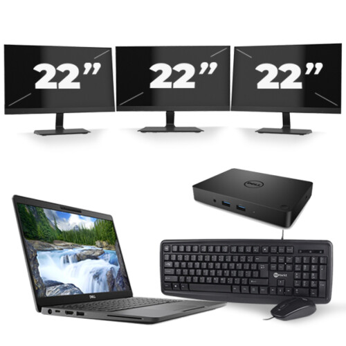Refurbished Dell Latitude 5300 - Intel Core i5-8e Generatie - 13 inch - 8GB RAM - 256GB SSD - Windows 11 + 3x 22 inch Monitor Tweedehands