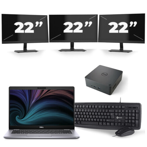 Refurbished Dell Latitude 5310 - Intel Core i7-10e Generatie - 13 inch - 16GB RAM - 256GB SSD - Windows 11 + 3x 22 inch Monitor Tweedehands