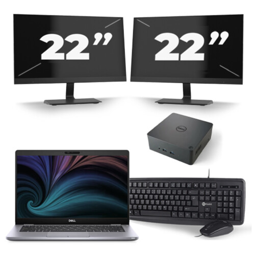 Refurbished Dell Latitude 5310 - Intel Core i7-10e Generatie - 13 inch - 8GB RAM - 256GB SSD - Windows 11 + 2x 22 inch Monitor Tweedehands