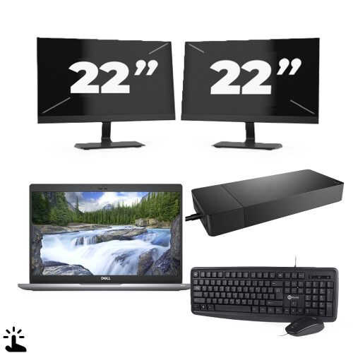 Refurbished Dell Latitude 5320 - Intel Core i5-11e Generatie - 13 inch - Touch - 16GB RAM - 256GB SSD - Windows 11 Home + 2x 22 inch Monitor Tweedehands
