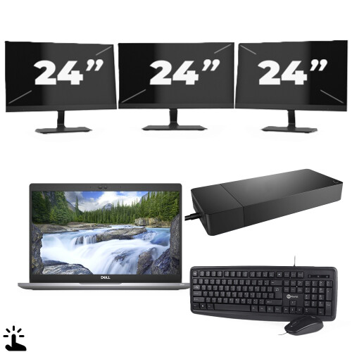 Refurbished Dell Latitude 5320 - Intel Core i5-11e Generatie - 13 inch - Touch - 16GB RAM - 256GB SSD - Windows 11 Home + 3x 24 inch Monitor Tweedehands