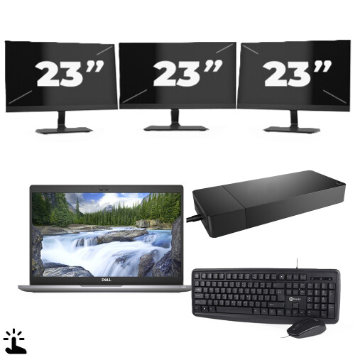 Refurbished Dell Latitude 5320 - Intel Core i5-11e Generatie - 13 inch - Touch - 8GB RAM - 256GB SSD - Windows 11 Home + 3x 23 inch Monitor Tweedehands