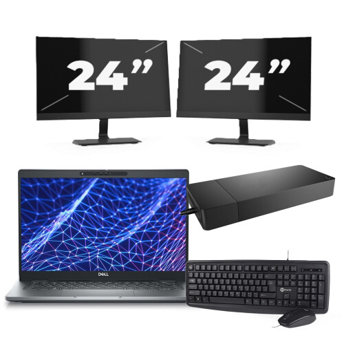 Refurbished Dell Latitude 5330 - Intel Core i7-12e Generatie - 13 inch - 16GB RAM - 256GB SSD - Windows 11 Home + 2x 24 inch Monitor