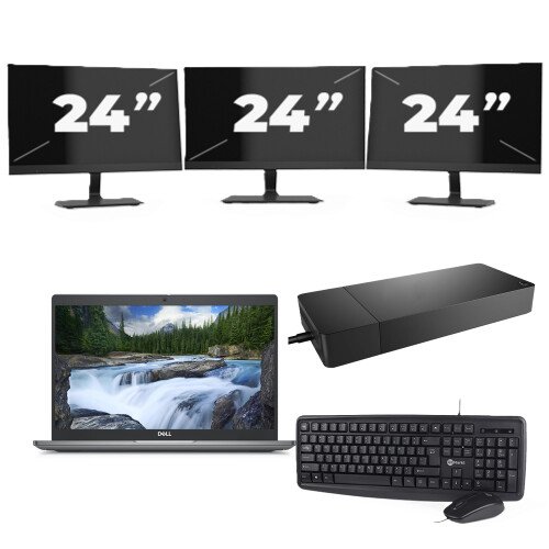 Refurbished Dell Latitude 5340 - Intel Core i3-13e Generatie - 13 inch - 8GB RAM - 256GB SSD - Windows 11 Home + 3x 24 inch Monitor Tweedehands