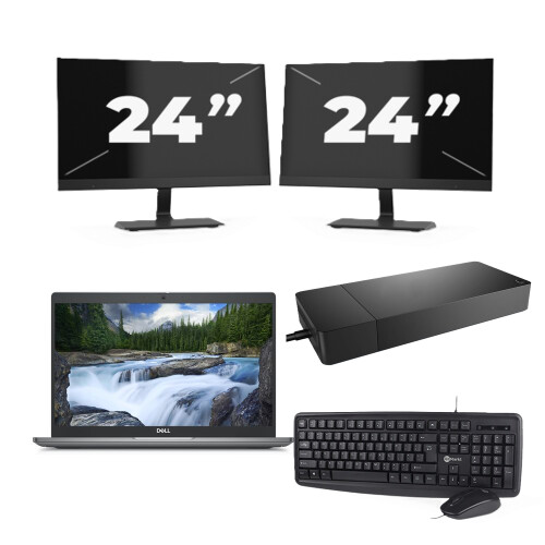 Refurbished Dell Latitude 5340 - Intel Core i3-13e Generatie - 13 inch - 8GB RAM - 256GB SSD - Windows 11 Home + 2x 24 inch Monitor Tweedehands