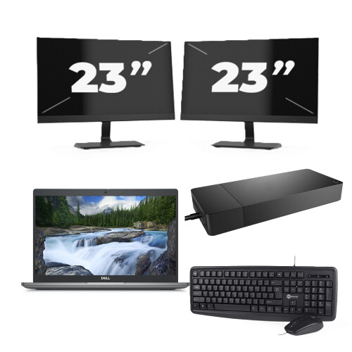 Refurbished Dell Latitude 5340 - Intel Core i3-13e Generatie - 13 inch - 8GB RAM - 256GB SSD - Windows 11 Home + 2x 23 inch Monitor Tweedehands
