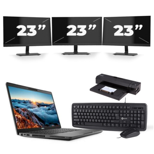 Refurbished Dell Latitude 5400 - Intel Core i5-8e Generatie - 14 inch - 16GB RAM - 256GB SSD - Windows 11 + 3x 23 inch Monitor Tweedehands