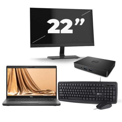 Refurbished Dell Latitude 5401 - Intel Core i5-9e Generatie - 14 inch - 16GB RAM - 256GB SSD - Windows 11 + 1x 22 inch Monitor Tweedehands