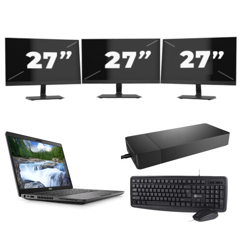 Refurbished Dell Latitude 5401 - Intel Core i7-9e Generatie - 14 inch - 8GB RAM - 256GB SSD - Windows 11 Home + 3x 27 inch Monitor Tweedehands
