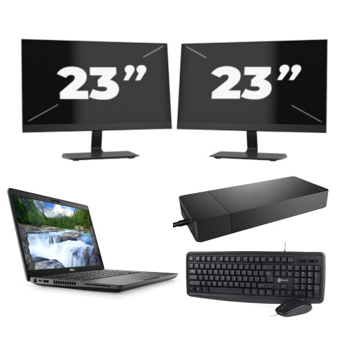 Refurbished Dell Latitude 5401 - Intel Core i7-9e Generatie - 14 inch - 8GB RAM - 256GB SSD - Windows 11 + 2x 23 inch Monitor Tweedehands