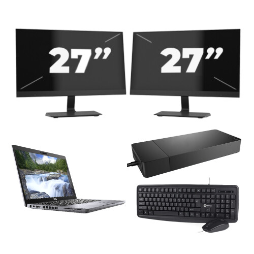 Refurbished Dell Latitude 5410 - Intel Core i5-10e Generatie - 14 inch - 8GB RAM - 256GB SSD - Windows 11 Home + 2x 27 inch Monitor Tweedehands