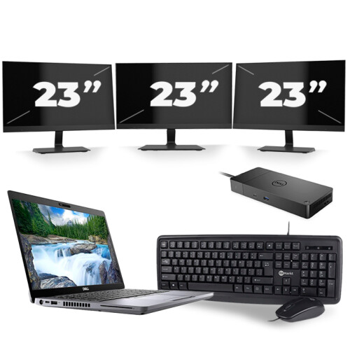 Refurbished Dell Latitude 5410 - Intel Core i5-10e Generatie - 14 inch - 8GB RAM - 256GB SSD - Windows 11 + 3x 23 inch Monitor Tweedehands