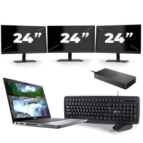 Refurbished Dell Latitude 5410 - Intel Core i7-10e Generatie - 14 inch - 16GB RAM - 256GB SSD - Windows 11 + 3x 24 inch Monitor Tweedehands