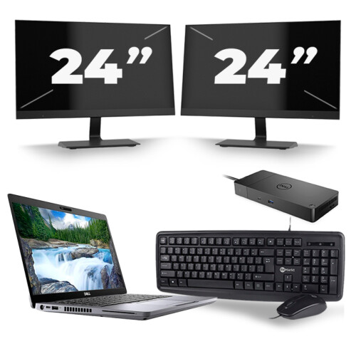 Refurbished Dell Latitude 5410 - Intel Core i7-10e Generatie - 14 inch - 8GB RAM - 256GB SSD - Windows 11 + 2x 24 inch Monitor Tweedehands