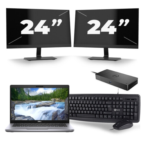 Refurbished Dell Latitude 5411 - Intel Core i5-10e Generatie - 14 inch - 8GB RAM - 256GB SSD - Windows 11 + 2x 24 inch Monitor Tweedehands