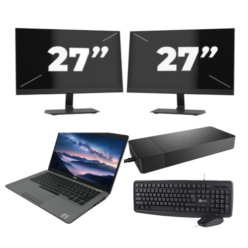 Refurbished Dell Latitude 5411 - Intel Core i5-10e Generatie - 14 inch - 8GB RAM - 256GB SSD - Windows 11 Home + 2x 27 inch Monitor Tweedehands