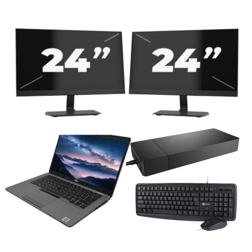Refurbished Dell Latitude 5411 - Intel Core i7-10e Generatie - 14 inch - 8GB RAM - 256GB SSD - Windows 11 + 2x 24 inch Monitor Tweedehands