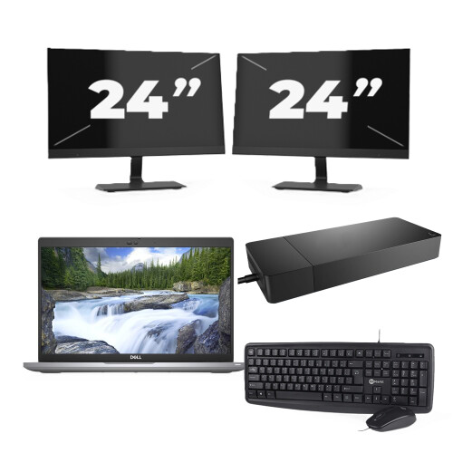 Refurbished Dell Latitude 5420 - Intel Core i3-11e Generatie - 14 inch - 16GB RAM - 256GB SSD - Windows 11 Home + 2x 24 inch Monitor Tweedehands