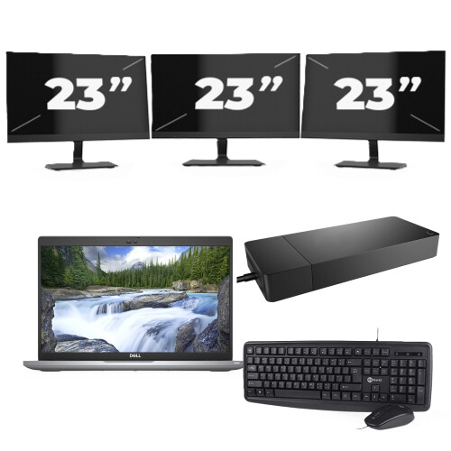 Refurbished Dell Latitude 5420 - Intel Core i3-11e Generatie - 14 inch - 8GB RAM - 256GB SSD - Windows 11 Home + 3x 23 inch Monitor Tweedehands