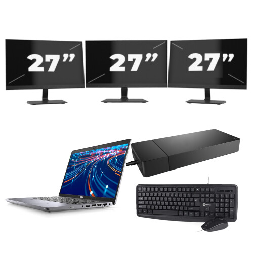 Refurbished Dell Latitude 5420 - Intel Core i5-11e Generatie - 14 inch - 16GB RAM - 256GB SSD - Windows 11 Home + 3x 27 inch Monitor Tweedehands