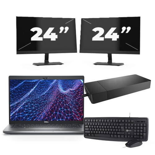 Refurbished Dell Latitude 5430 - Intel Core i3-12e Generatie - 14 inch - 8GB RAM - 256GB SSD - Windows 11 Home + 2x 24 inch Monitor Tweedehands