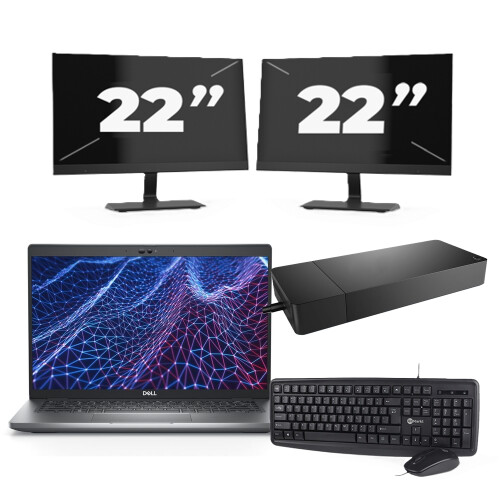 Refurbished Dell Latitude 5430 - Intel Core i3-12e Generatie - 14 inch - 8GB RAM - 256GB SSD - Windows 11 Home + 2x 22 inch Monitor Tweedehands