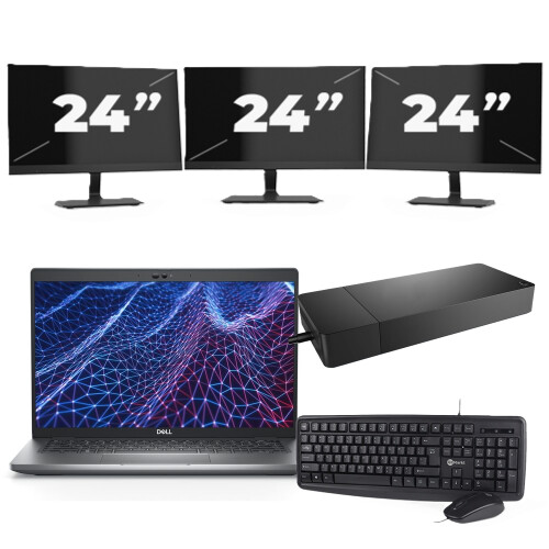 Refurbished Dell Latitude 5430 - Intel Core i3-12e Generatie - 14 inch - 8GB RAM - 256GB SSD - Windows 11 Home + 3x 24 inch Monitor Tweedehands